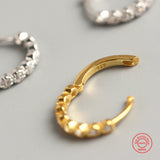 Sterling Silver 925 Small Huggie Circle Hoop Earrings with Crystals for Women
