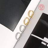 Sterling Silver 925 Small Huggie Circle Hoop Earrings with Crystals for Women