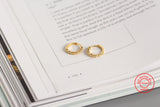 Sterling Silver 925 Small Huggie Circle Hoop Earrings with Crystals for Women