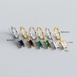 925 Sterling Silver Hoop Earrings with Real Diamond Stone Drop Charm
