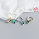 925 Sterling Silver Hoop Earrings with Real Diamond Stone Drop Charm