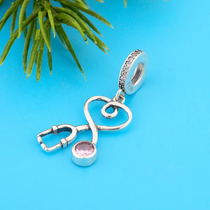 Sterling Silver Stethoscope Dangle Charm for Bracelet Necklace