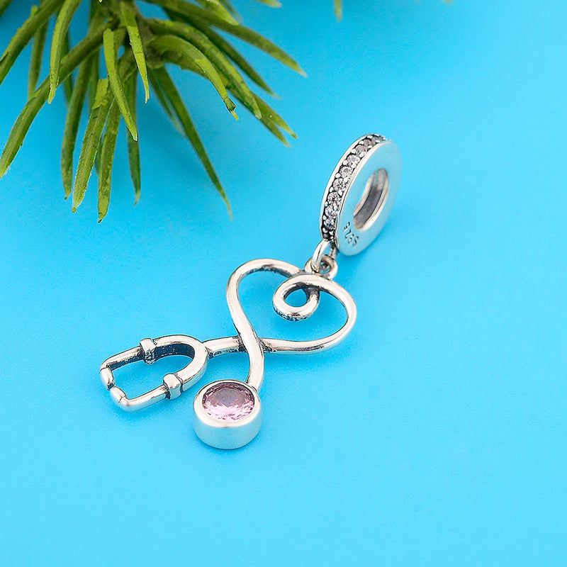Sterling Silver Stethoscope Dangle Charm for Bracelet Necklace