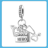 Stethoscope First Aid Kit Pendant Charm Beads 925 Silver
