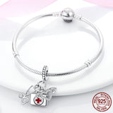 Stethoscope First Aid Kit Pendant Charm Beads 925 Silver
