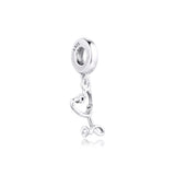 Stethoscope Heart Dangle Charm for Bracelets - 925 Sterling Silver Pendant
