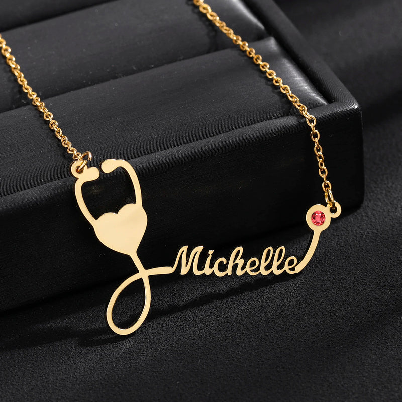 Personalized Stethoscope Necklace with Name