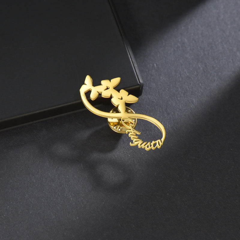 Personalized Infinity Symbol Butterfly Letter Brooch for Woman