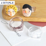 Exaggerated Concave Glass Resin Ring Earring Set