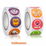 500Pcs/roll Thank You Cartoon Stationery Stickers Halloween Series Ghost Pattern