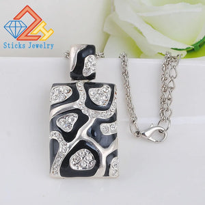 Sticks Jewelry Necklace Enamel Rhinestone Charm for Women