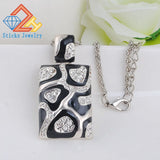 Sticks Jewelry Necklace Enamel Rhinestone Charm for Women