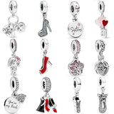 925 Silver Stiletto Peach Blossom Baby Girl Bead Charm