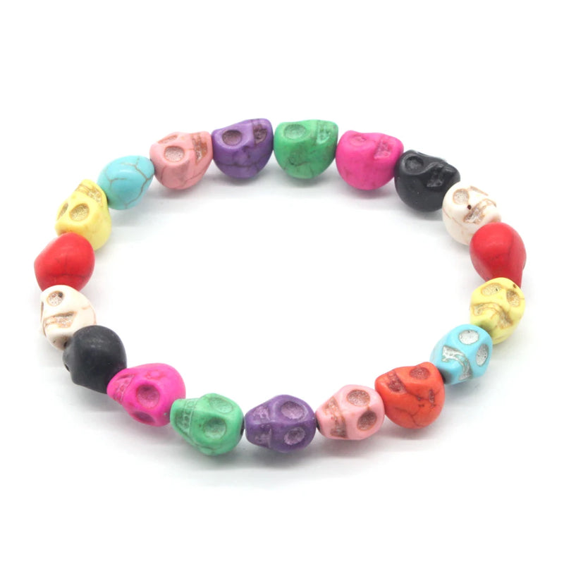 Halloween Skull Strand Bracelet Elasticity Red and Head Skeleton Beads