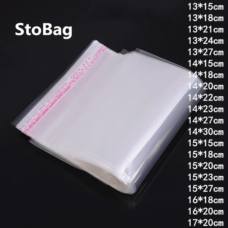 100pcs Clear Plastic Self Adhesive Bag Jewelry Candy OPP Pa