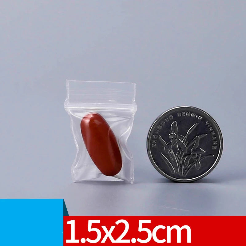 100pcs Mini Ziplock Bags Clear Pouch Storage Waterproof Plastic