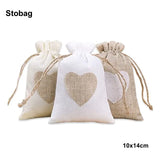 5pcs Linen Bags Drawstring Candy Gift Pouches
