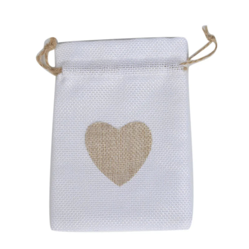 5pcs Linen Bags Drawstring Candy Gift Pouches