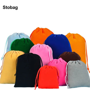 5pcs Velvet Drawstring Bags Small Flannel Jewelry Gift Cosmetic Storage