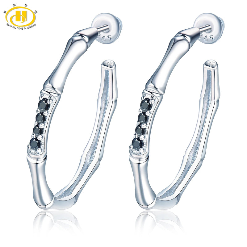 0.18 Ct Natural Spinel Hoop Earrings 925 Sterling Silver Gemstone Jewelry