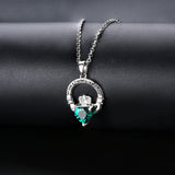 0.76 Carats Created Emerald Heart Shape Silver Pendant