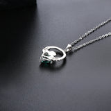 0.76 Carats Created Emerald Heart Shape Silver Pendant