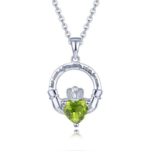 0.76 Carats Created Emerald Heart Shape Silver Pendant