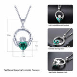 0.76 Carats Created Emerald Heart Shape Silver Pendant