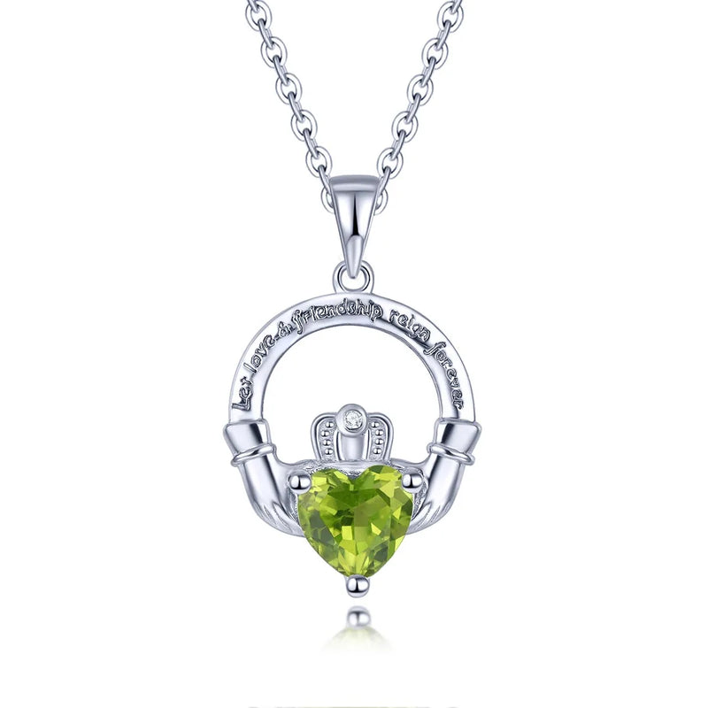 0.76 Carats Created Emerald Heart Shape Silver Pendant