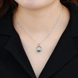 0.76 Carats Created Emerald Heart Shape Silver Pendant