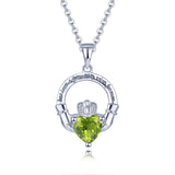 0.76 Carats Created Emerald Heart Shape Silver Pendant