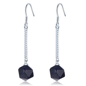 925 Silver Aventurine Dangle Earrings for Women