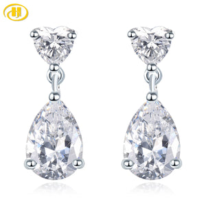 925 Sterling Silver Heart Dangle Earrings with AAAAA CZ for Women