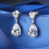 925 Sterling Silver Heart Dangle Earrings with AAAAA CZ for Women