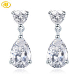 925 Sterling Silver Heart Dangle Earrings with AAAAA CZ for Women