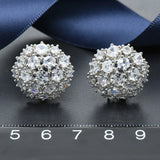 Sterling Silver Football Stud Earrings with CZ - Wedding Jewelry