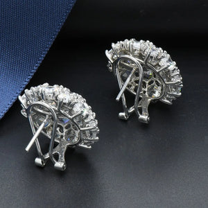 Sterling Silver Football Stud Earrings with CZ - Wedding Jewelry