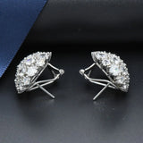 Sterling Silver Football Stud Earrings with CZ - Wedding Jewelry