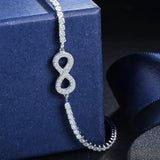 Sterling Silver Infinity Bracelet with Rhinestones
