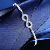 Sterling Silver Infinity Bracelet with Rhinestones