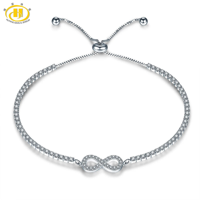 Sterling Silver Infinity Bracelet with Rhinestones