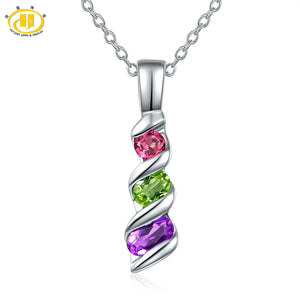 Gemstone Amethyst Peridot Garnet 925 Silver Chain Colorful Jewelry