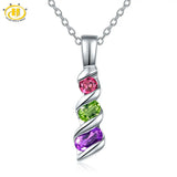 Gemstone Amethyst Peridot Garnet 925 Silver Chain Colorful Jewelry