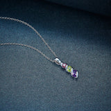 Gemstone Amethyst Peridot Garnet 925 Silver Chain Colorful Jewelry