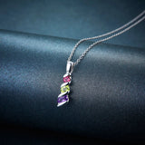 Gemstone Amethyst Peridot Garnet 925 Silver Chain Colorful Jewelry