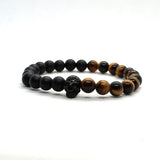 Stone Beads Bracelet Crown Braclets 2pc Set Skull Jewelry Men Women