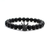 Stone Beads Bracelet Crown Braclets 2pc Set Skull Jewelry Men Women