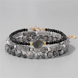Red Crystal Bloodstone Bracelet Set with Cat Charm, 3PCS