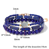 Red Crystal Bloodstone Bracelet Set with Cat Charm, 3PCS