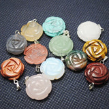 Stone Box (12 Pieces) Nature Gem Stone Pendant Carving Flower Shape